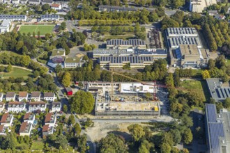 Aerial photograph, new construction, educational campus Unna, construction site Berliner Allee,