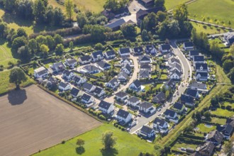 Aerial view, residential area Langes Kamp, Am Dorfkamp, Unna, Ruhr area, North Rhine-Westphalia,