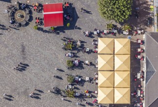 Aerial view, market square, Café Extrablatt Unna, Unna, Ruhr area, North Rhine-Westphalia, Germany
