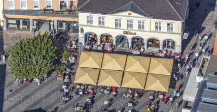 Aerial view, market square, Café Extrablatt Unna, outdoor catering, Unna, Ruhr area, North