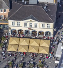 Aerial view, market place, Café Extrablatt Unna, outdoor catering, Unna, Ruhr area, North