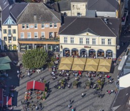 Aerial view, market square, Café Extrablatt Unna, outdoor catering, Unna, Ruhr area, North