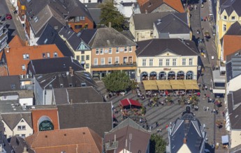 Aerial view, market place, Café Extrablatt Unna, Unna, Ruhr area, North Rhine-Westphalia, Germany,