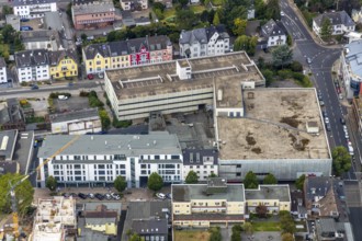 Aerial view, remodelling Friedrichstraße, Hertie ruin, planned demolition, Velbert, Ruhr area,