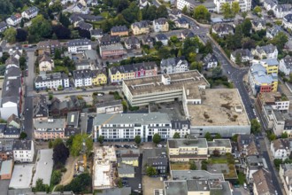 Aerial view, remodelling Friedrichstraße, Hertie ruin, planned demolition, Velbert, Ruhr area,