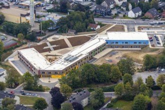 Aerial view, construction site, Kastanienallee development area, Kastanienallee primary school,