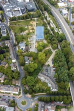 Aerial view, Freizeitpark Nordstadt, youth centre, residential area Ostumer Straße, Höfer Straße,