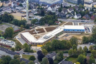 Aerial view, construction site, Kastanienallee development area, Kastanienallee primary school,