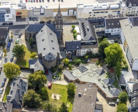 Aerial view, St. Marien Kirche, Kindertagesstätte St. Marien, Velbert, Ruhr area, North