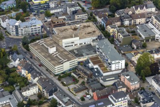 Aerial view, remodelling Friedrichstraße, Hertie ruin, planned demolition, Velbert, Ruhr area,