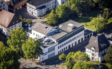 Aerial photo, Hellweger Anzeiger and Westfälische Rundschau, waterway, Unna, Ruhr area, North