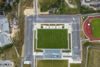 Aerial view, new Oberliga stadium, EMKA Sportzentrum Velbert, Röttgen, Velbert, Ruhr area, North