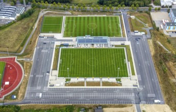 Aerial view, new Oberliga stadium, EMKA Sportzentrum Velbert, Röttgen, Velbert, Ruhr area, North