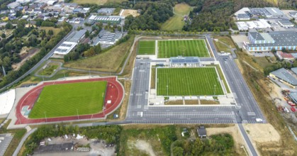 Aerial view, new Oberliga stadium, EMKA Sportzentrum Velbert, Röttgen, Velbert, Ruhr area, North