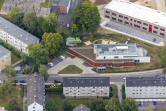 Aerial photograph, construction site, Kastanienallee development area, Kastanienallee primary