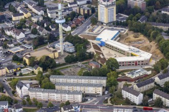 Aerial photo, construction site, Kastanienallee development area, Kastanienallee primary school,