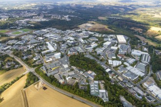 Aerial view, industrial area Röbbeck, Stahlstraße, farmland Großes Feld, planned industrial area,
