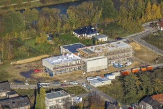 Aerial view, construction site, new building, Am Dreieck, Wesel-Datteln-Kanal, Friedrichsfeld,