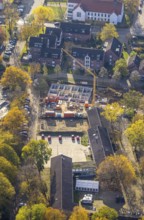Aerial view, former Parkschule, construction site and new construction of rental flats for disabled