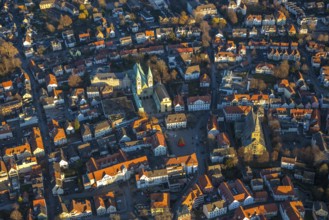 Aerial view, Basilica of the Visitation of the Virgin Mary, Walburgisstraße, old pilgrimage church,