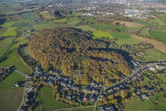 Aerial view, forest area Rayener Berg, sports field SuS Rayen, Rayen, Neukirchen-Vluyn, Ruhr area,