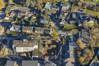 Aerial view, VHS Neukirchen-Vluyn, construction site, new building, residential area, Vluyn,