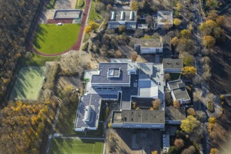 Aerial photo, school centre, Julius-Stursberg-Gymnasium, solar system, Neukirchen,