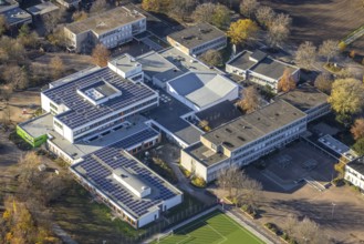 Aerial photo, school centre, Julius-Stursberg-Gymnasium, solar system, Neukirchen,