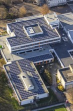 Aerial photo, school centre, Julius-Stursberg-Gymnasium, solar system, Neukirchen,