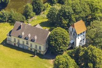 Aerial view, Bispinghof, uses the Westfälische Wilhelms-Universität, Nordwalde, Münsterland, North
