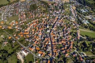 Aerial view, local view, Nieheim, Ostwestfalen-Lippe, OWL, North Rhine-Westphalia, Germany, DE,