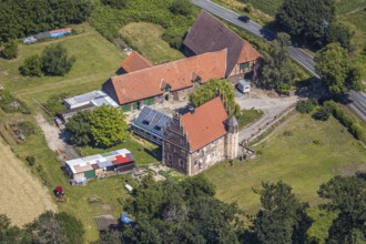 Aerial view, Haus Klein-Schonebeck, construction site extension, Wierling, Nottuln, Small