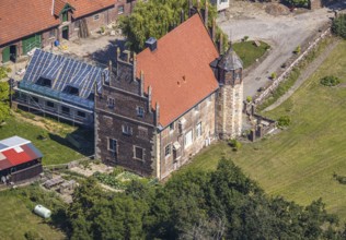 Aerial view, Haus Klein-Schonebeck, construction site extension, Wierling, Nottuln, Small