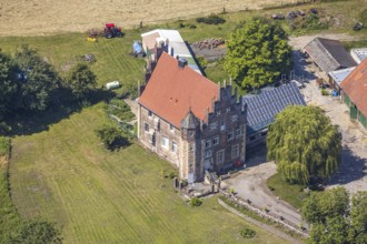 Aerial view, Haus Klein-Schonebeck, construction site extension, Wierling, Nottuln, Small