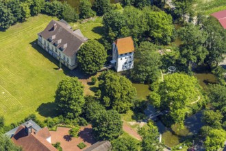 Aerial view, Bispinghof, uses the Westfälische Wilhelms-Universität, Nordwalde, Münsterland, North