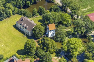 Aerial view, Bispinghof, uses the Westfälische Wilhelms-Universität, Nordwalde, Münsterland, North