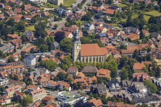 Aerial view, catholic St. Martinus collegiate church and parish church, town centre, Nottuln,