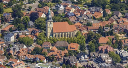 Aerial view, catholic St. Martinus collegiate church and parish church, town centre, Nottuln,