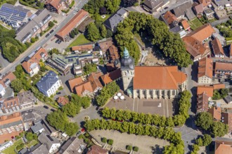 Aerial view, catholic St. Martinus collegiate church and parish church, town centre, Nottuln,