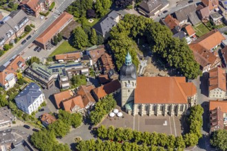 Aerial view, catholic St. Martinus collegiate church and parish church, town centre, Nottuln,