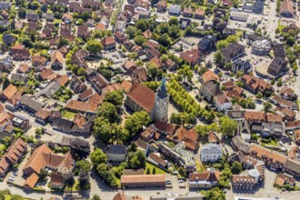 Aerial view, catholic St. Martinus collegiate church and parish church, town centre, Nottuln,