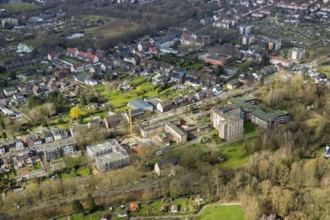 Aerial view, construction site new building Louise-Schroeder-Heim, Osterfeld, Oberhausen, Ruhr