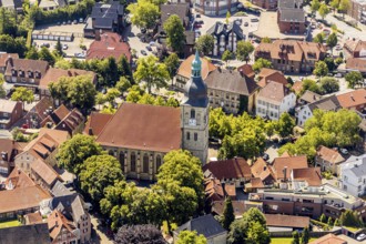 Aerial view, catholic St. Martinus collegiate church and parish church, town centre, Nottuln,