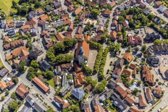 Aerial view, catholic St. Martinus collegiate church and parish church, town centre, Nottuln,