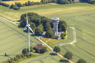 Aerial view, Baumberge, Longinusturm, Nottuln, Münsterland, North Rhine-Westphalia, Germany,