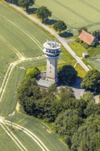Aerial view, Baumberge, Longinusturm, Nottuln, Münsterland, North Rhine-Westphalia, Germany,