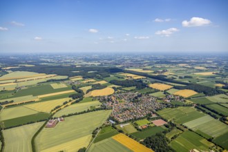 Aerial view, local view Schapdetten, catholic church St. Bonifatius Schapdetten, Schapdetten,