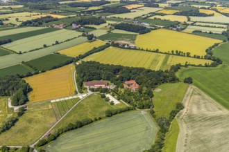 Aerial view, Haus-Giesking stud farm, moated castle, horse stud farm, Appelhülsen, Nottuln,