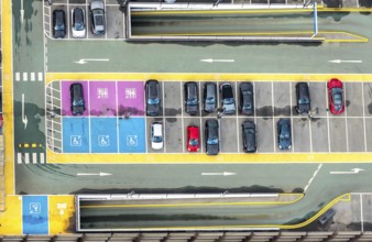 Aerial view, Centro shopping centre, parking deck, Oberhausen, Ruhr area, North Rhine-Westphalia,