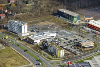 Aerial view, Hotel Super 8 by Wyndham Oberhausen, XIAO Restaurant, The ASH - Oberhausen, B&B Hotel